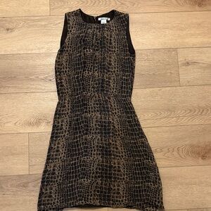 Kenneth Cole NY Dark Brown and Brown Croc-Print Sleeveless Dress